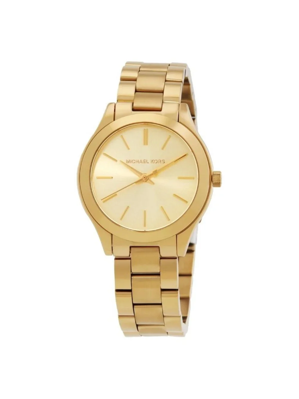 NWT Michael Kors Slim Runway Quartz Gold Dial Ladies Watch